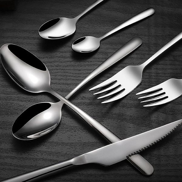 

flatware sets forks and spoon set 4/6/12 pcs silverware dinnerware stainless steel cutlery knife tableware