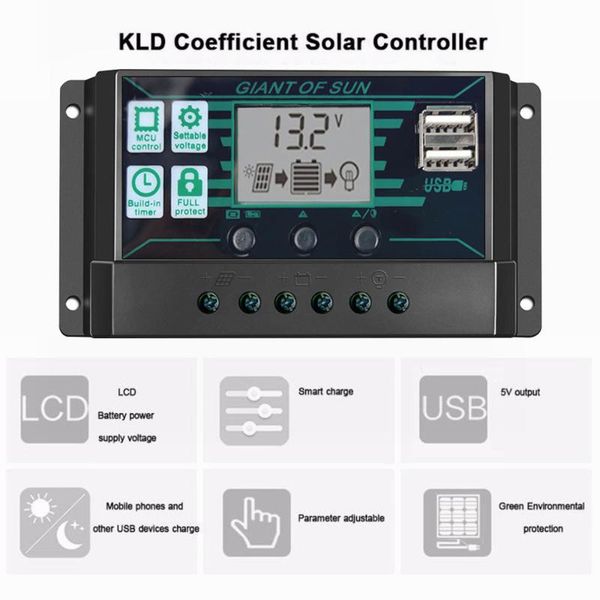 

parts lcd display 2 usb pwm solar outdoor charge controller intelligent overpressure dc12v/24v/48v