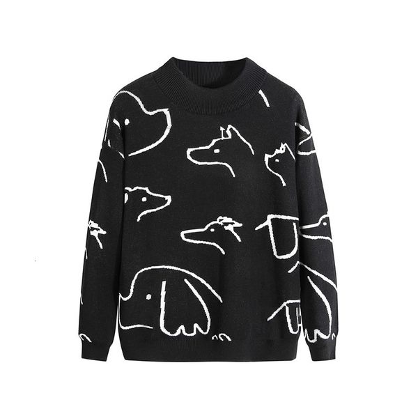 

men's sweaters male sweater vests autumn pullover homme jacket embroidered cartoon dog knitted for men 0cv8, White;black