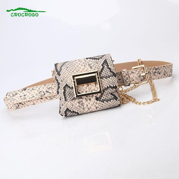 

waist bags ladies brand fashion belt design mini bag adjustable metal chain buckle decoration card key coin purse