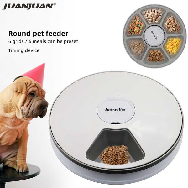 

dog bowls & feeders automatic pet feeder dry dispenser cat with voice remind 6 grids feed tool 24h timer