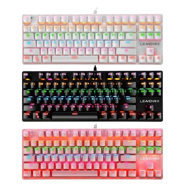 

keyboard mouse combos mechanical gaming & set, 87 keys, seven colors rgb usb