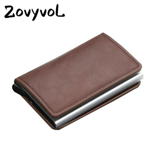 

card holders zovyvol -up slim id case vintage mini holder anti-theft rfid security aluminum box sale, Brown;gray