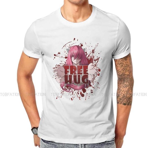 

men's t-shirts funny classic o neck tshirt elfen lied fabric t shirt men design fluffy, White;black