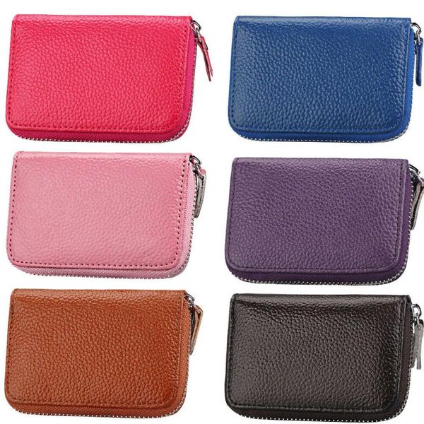 

card holders women mini id business s holder pu leather small wallet zipper coin purse clutch handbag organizer, Brown;gray