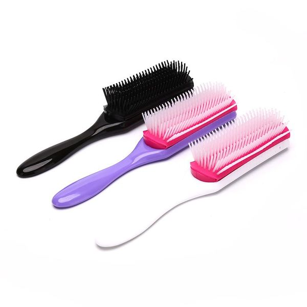 

hair brushes health 20.5cm length anti-static 9 rows brush handcraft hairbrush hairdressing scalp massager comb styling tools, Silver