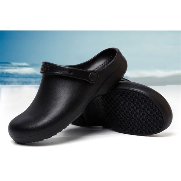 

2021 new eva men's chef breathable non-slip oil-proof men kitchen working garden waterproof safety shoes black duo3