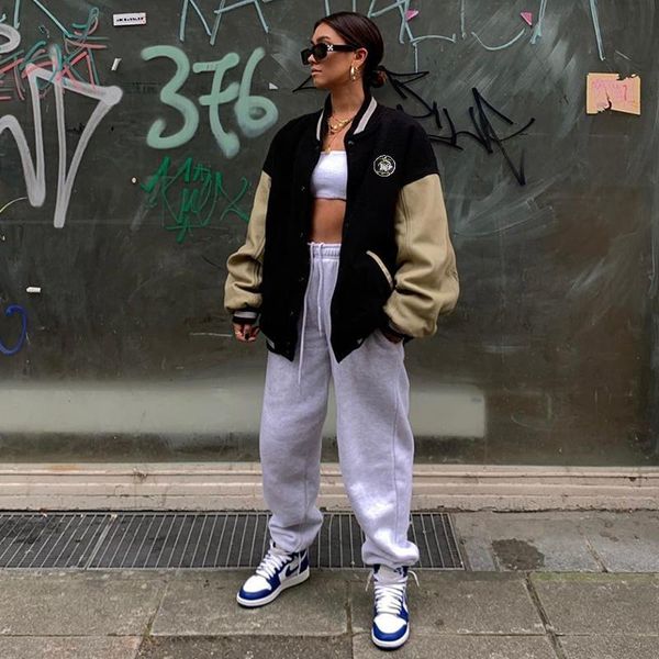 

women's jackets b-toto american street black stitching baseball uniform bf jacket female ins tide spring and autumn 2021 fashion, Black;brown