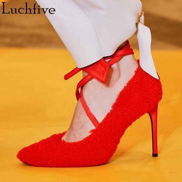 

dress shoes t-show pumps women gladiator high heels woman pointy toe cross tied red zapatos de mujer, Black