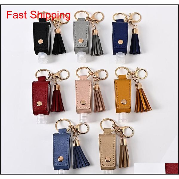 

hand sanitizer bottle cover pu leather tassel holder keychain protable keyring cover storage bags home stora qyljhm mj_bag