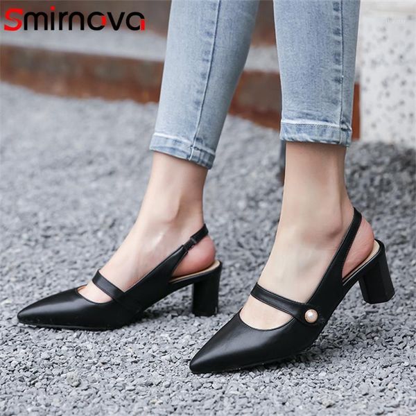 

dress shoes smirnova 2021 mary jane women pumps pearl slingback simple office spring summer square heel single ladies1, Black