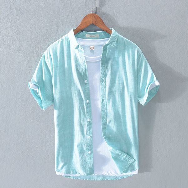 

2021 new 100% cotton short-sleeved casual summer fashion shirts for men comfortable solid shirt mens camiseta overhemd gi3c, White;black