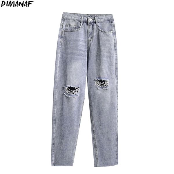 

dimanaf plus size women jeans pants hole fashion high waist denim harem female ripped pockets blue trousers large s-5xl 210629