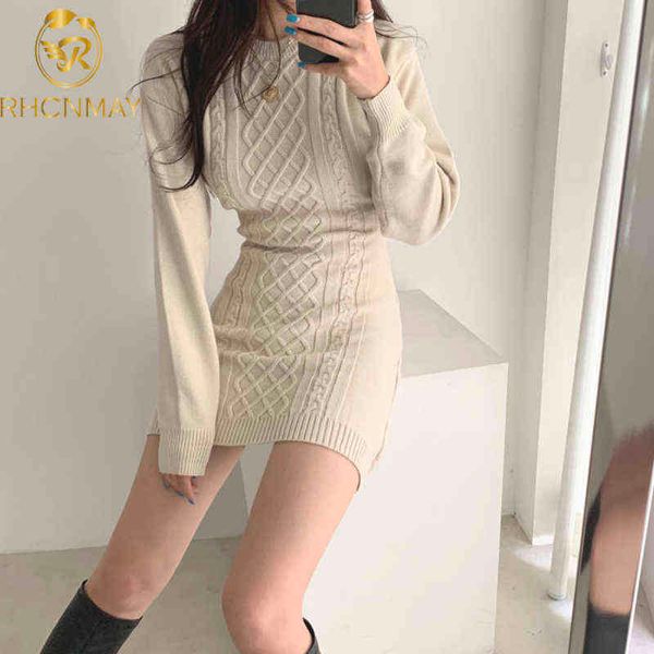 

fashion hollow out waist sweater dress women autumn winter high elastic twist knitted dress casual bodycon mini dress 3 colors y1204, Black;gray