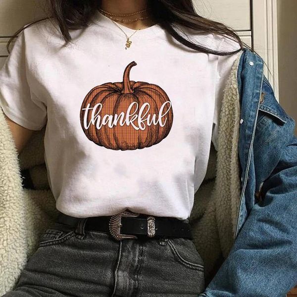 

women print graphic fall season cute pumpkin thanksgiving autumn halloween clothes lady shirt womens tees female t t-shirt, White