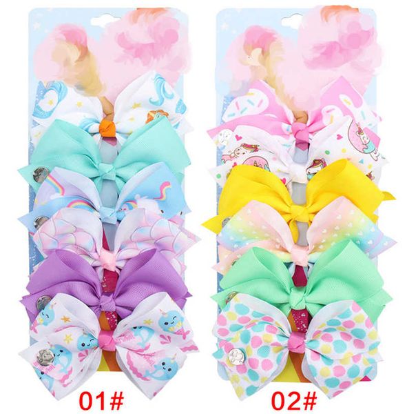 

beautiful styles 12.5cm/5 inches bow hairpin 126 rainbow mermaid print girl hair clip barrettes for babies 6 pcs/set la128, Slivery;white