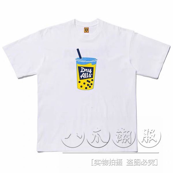 

human made 20ss t-shirt #1902 pearl milk tea drink round neck men's short sleeve women's t-shirt summer, Black