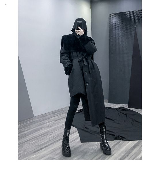 

2021 new asymmetrical quilted jacket women parka lace up fur collar coat designer winter fashion overcoat rg92, Black