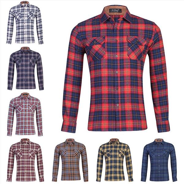 

men's casual shirts spring autumn plaid shirt men 2021 male cotton long sleeve man clothes, White;black