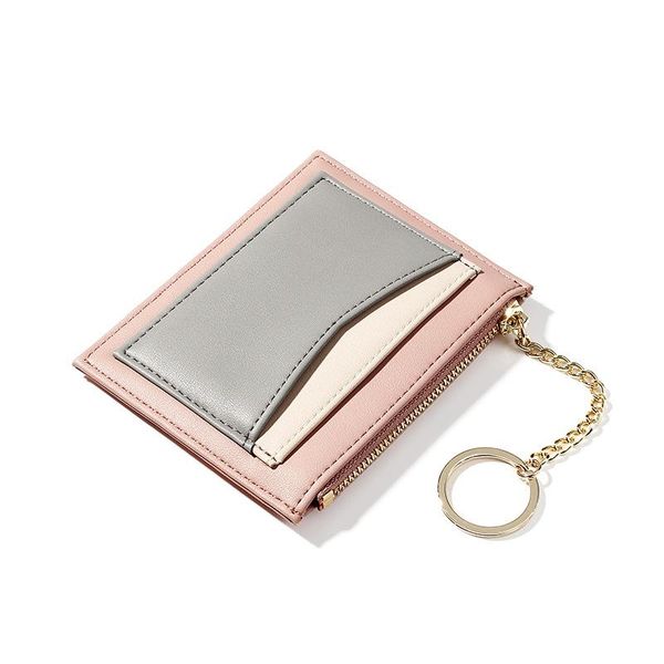 

card holders 2021 slim women small wallet and purse girls short leather zipper wallets ladies coin solid color, Brown;gray