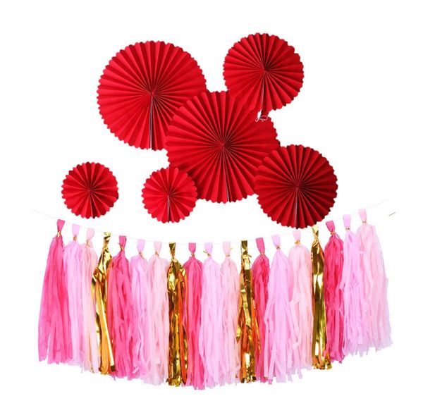 The Paper Tassel Garland Fringe Wedding Birthday Decoration Fashion Party Decor Sfondo Banner Palloncini Tails Gender Reveal Gifts WLL36