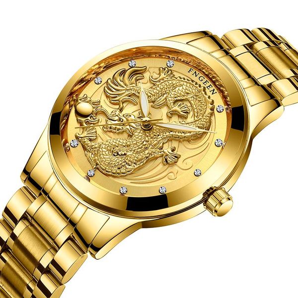 

wristwatches business dress men watch gold dragon window waterproof quartz movement men's watches emperor luxury design, Slivery;brown