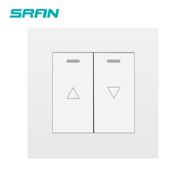 

smart home control sran wall light switch 2gang roll-up door 16a 86mm*86mm white/black/gray/sliver/gold pc panel with iron plate rocker