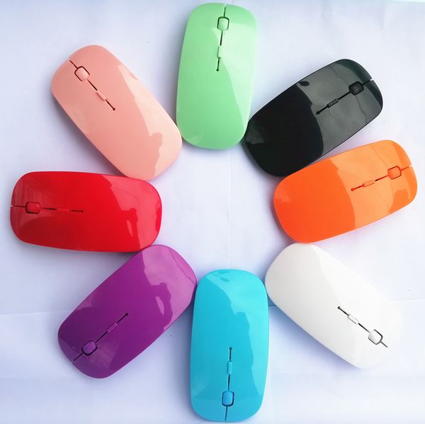 Usb óptico sem fio computador ratos 2.4g receptor super fino mouse para computador portátil com 8 cores melhor qualidade