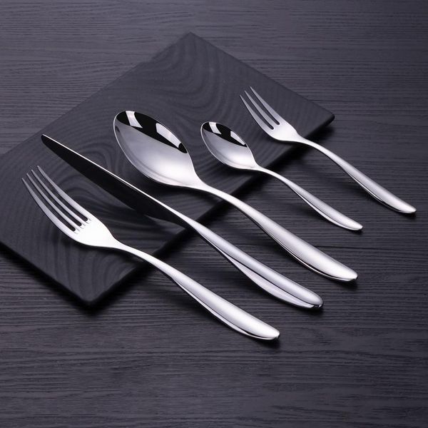 

dinnerware sets 5pc western flatware knife fork spoon 18/10 stainless steel travel portable tableware restaurant cutlery set service