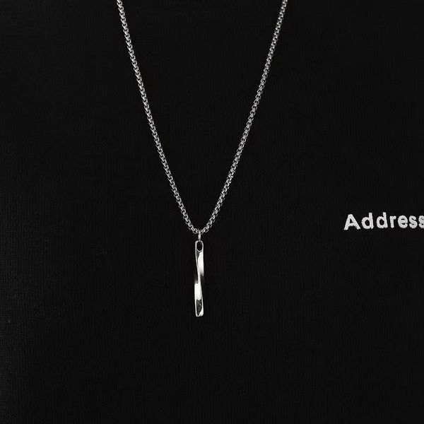 

pendant necklaces fashion necklace personalized titanium alloy non fading spiral strip men's and women's accessories are widely, Silver