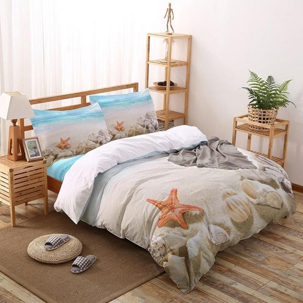 

bedding sets orange starfish shells natural water banks printed set  king size duvet cover bed sheet pillowcase