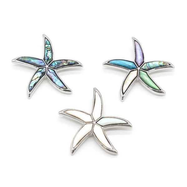 

pins, brooches natural shell alloy animal pendant brooch starfish shape metal dyed abalone accented charms for jewelry making ornament, Gray