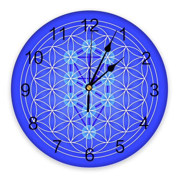 

wall clocks flower of life blue pvc clock living room decoration modern design home decore digital