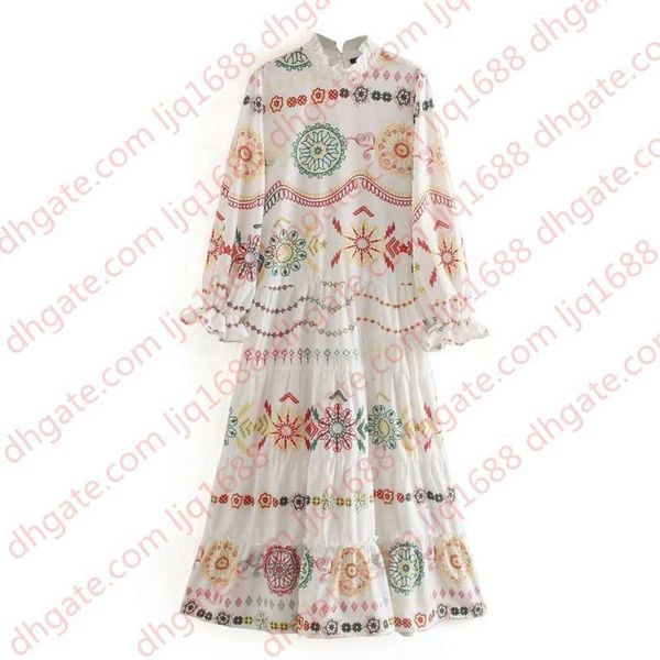 

women embroidery print bohemian beach dresses 2020 new crew neck long sleeve casual long dress spring summer boho holiday party maxi dress, Black;gray
