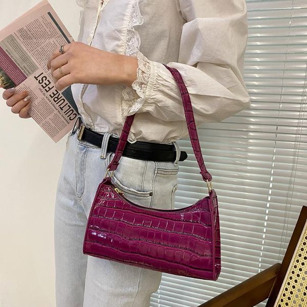 

evening bags 2021 pu alligator pattern underarm bag ladies vintage solid color zipper shoulder female daily totes elegant handbag