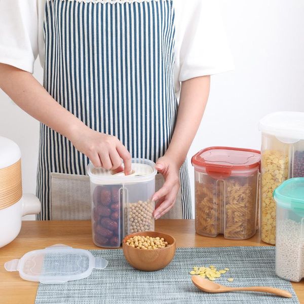

storage bottles & jars box grain and miscellaneous compartment sealed plastic can kitchen household beans dry goods