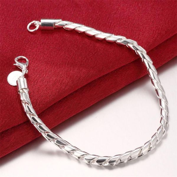 

charm bracelets 925 silver fashion jewelry 8 inches 4mm solid snake chain bracelet for woman men wedding engagement, Golden;silver