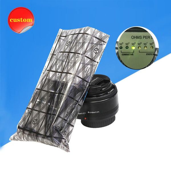 

storage bags esd anti-static shielding grid printed bag plastic packaging electronic product lcd screen ssd cpu omputer flat open pocket
