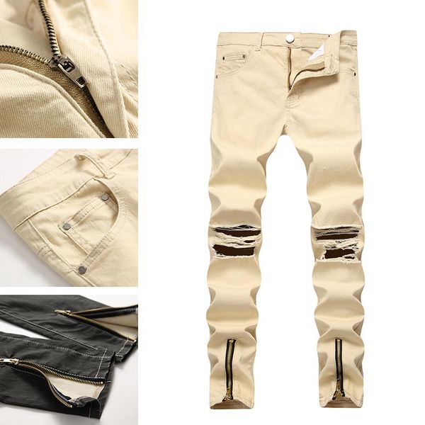 

new personality ripped fashion trend pants jeans men's 2021 summer, Blue