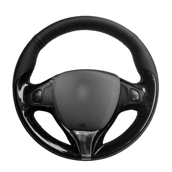 

hand-stitched black pu artificial leather car steering wheel cover for clio 4 captur samsung qm3 2012 2013-2021