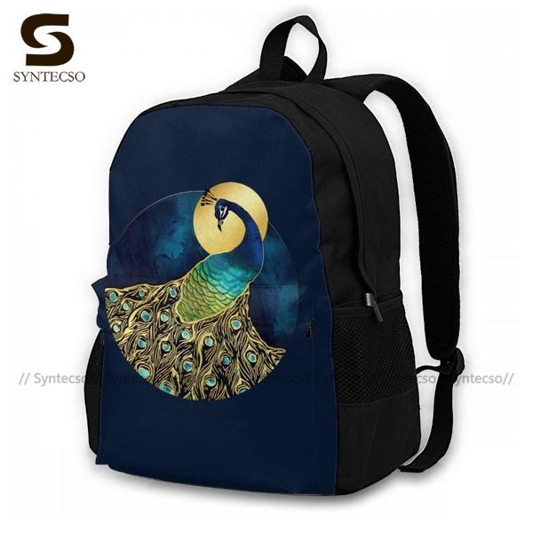 

peacock backpacks polyester school runner backpack pattern sweet bags