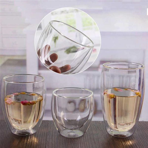 

wine glasses double layer wall cup clear glass coffee tea drink beer transparent drinkware