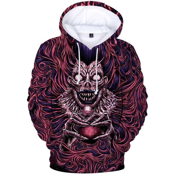 

men's hoodies & sweatshirts men death note anime 3d women autumn winter warm fashion oversized hoodie cool streetwear, Black