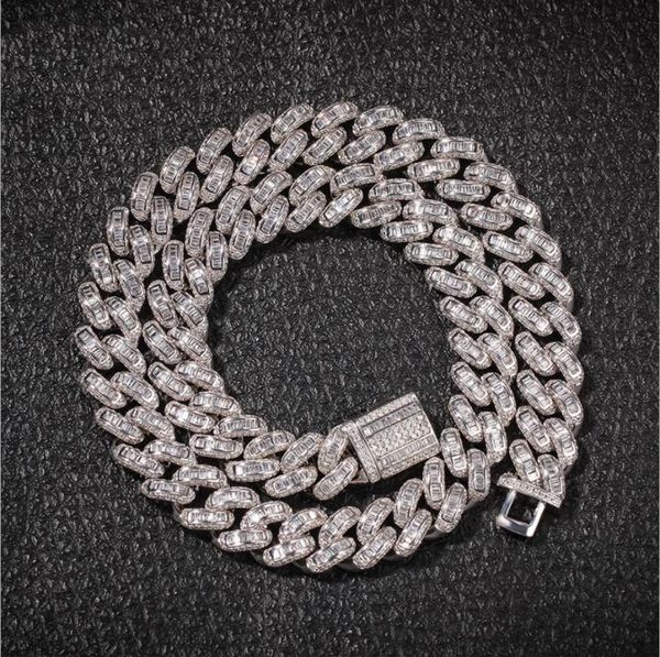 

chains men hip hop iced out bling chain necklace pave setting zircon male miami cuban necklaces hiphop jewelry gift, Silver