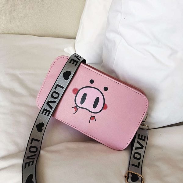 

hbp fashion ins women's 2019 new korean cartoon wide belt small square messenger girl's single shoulder bag
