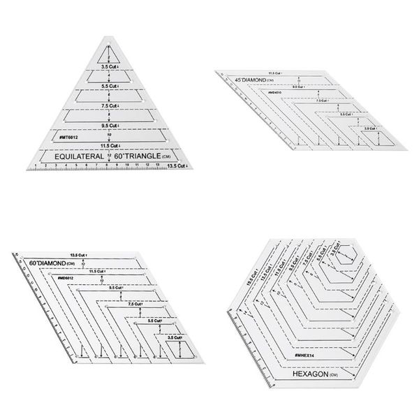 

transparent quilting sewing patchwork ruler measuring template hexagon diy handmade tailor supplies tools, Black