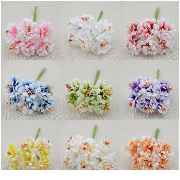 

72pcs fake flower silk gradient stamen handmake artificial flower bouquet wedding decoration diy wreath gift scrapbooki qylglj
