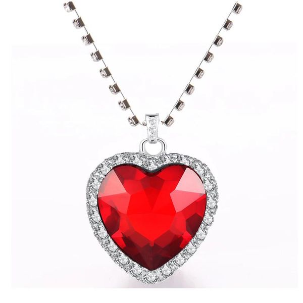 

pendant necklaces exquisite heart necklace for women titanic of ocean blue "my will go on" + velvet bag, Silver