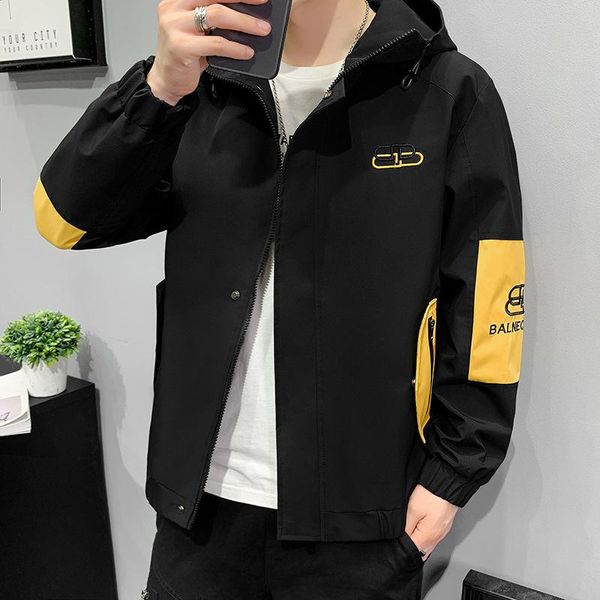 

men's jackets hooded jacket in autumn and winter trendy versatile print simple fashionable coat, Black;brown