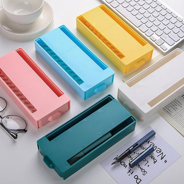 

pencil cases creative under drawer box hidden table paste plastic kitchen storage holder desk organizer stationery case